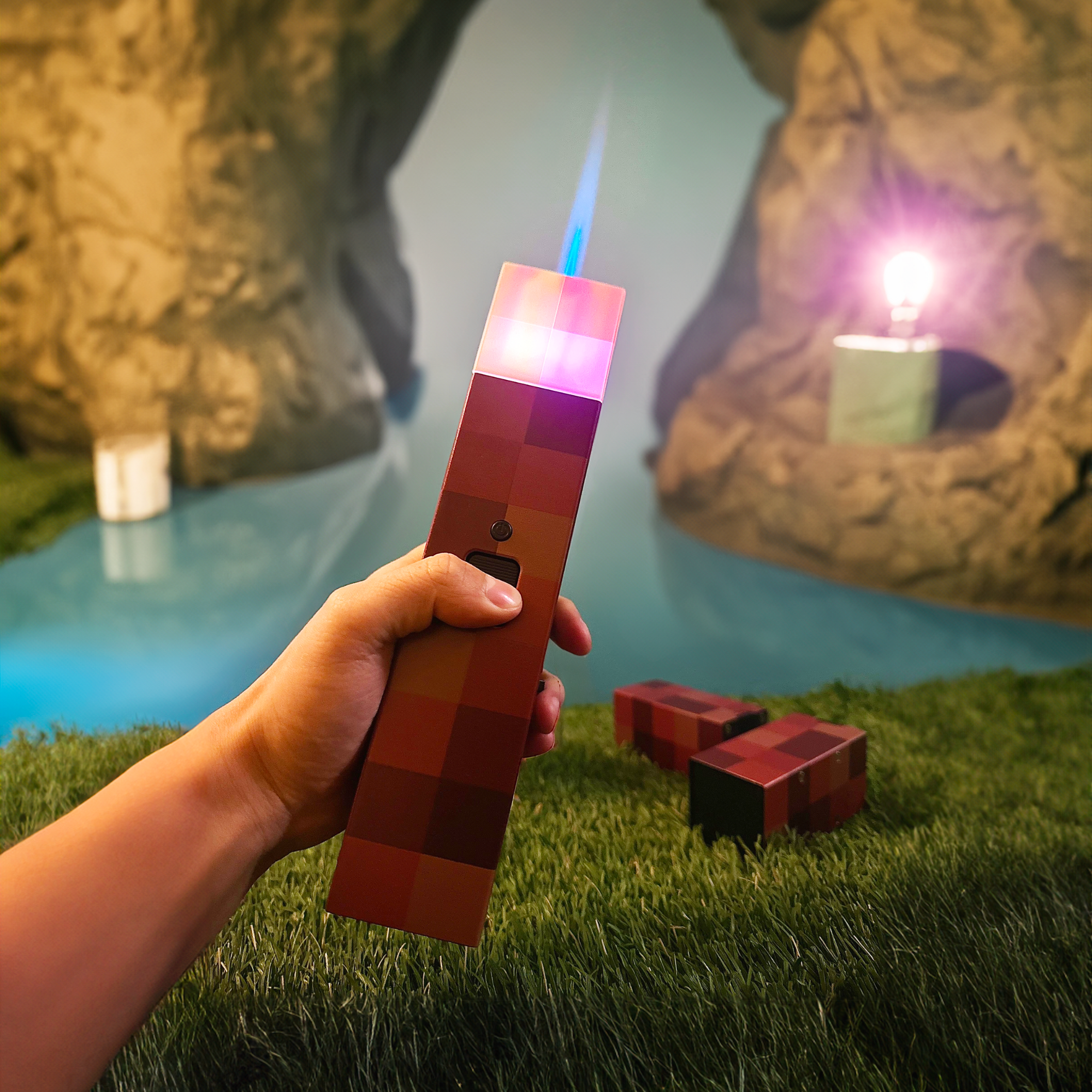 Image of a person holding a pixel torch
