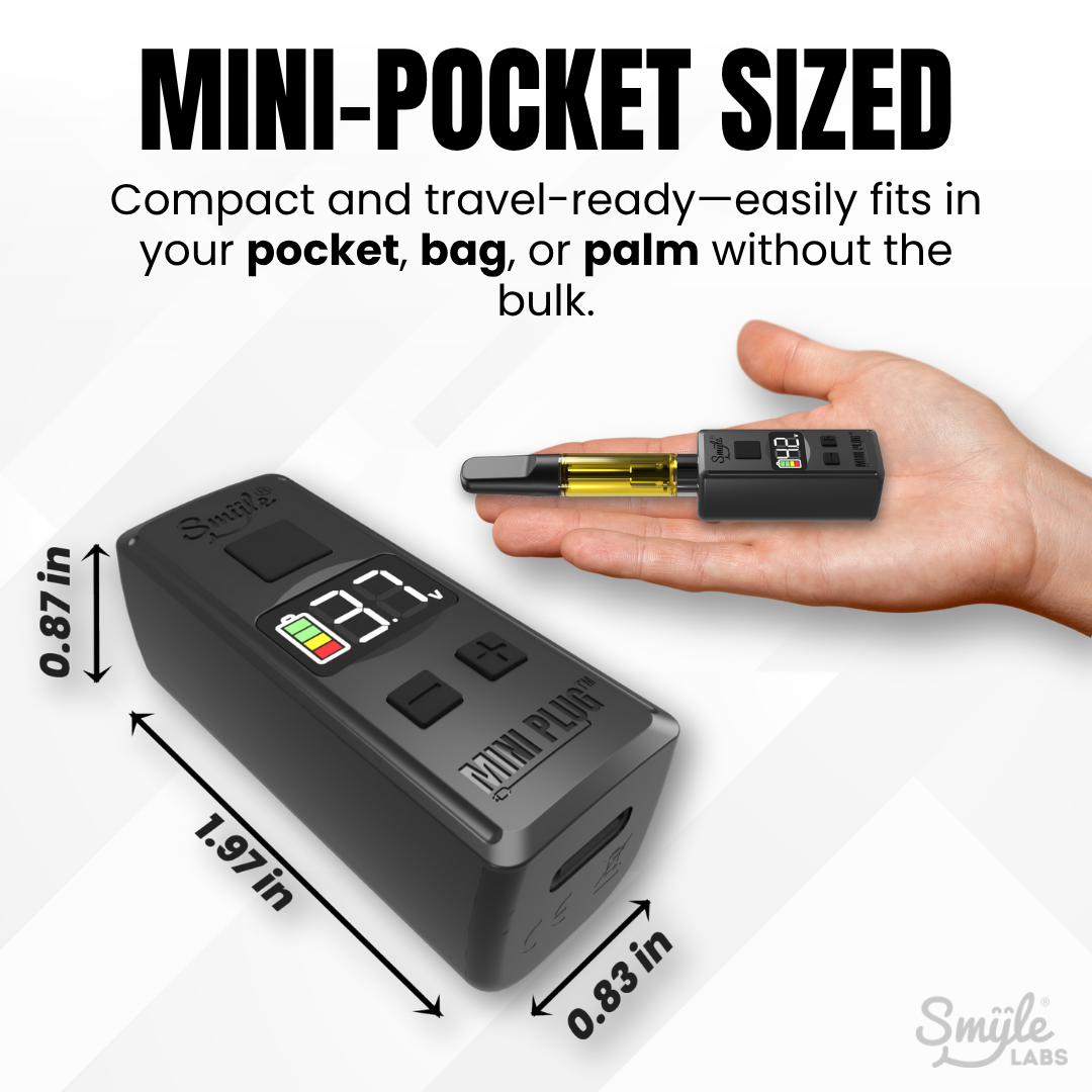 Mini Plug 510 Cart Battery with Built-in USB-C Cable, Adjustable Voltage, LED Display