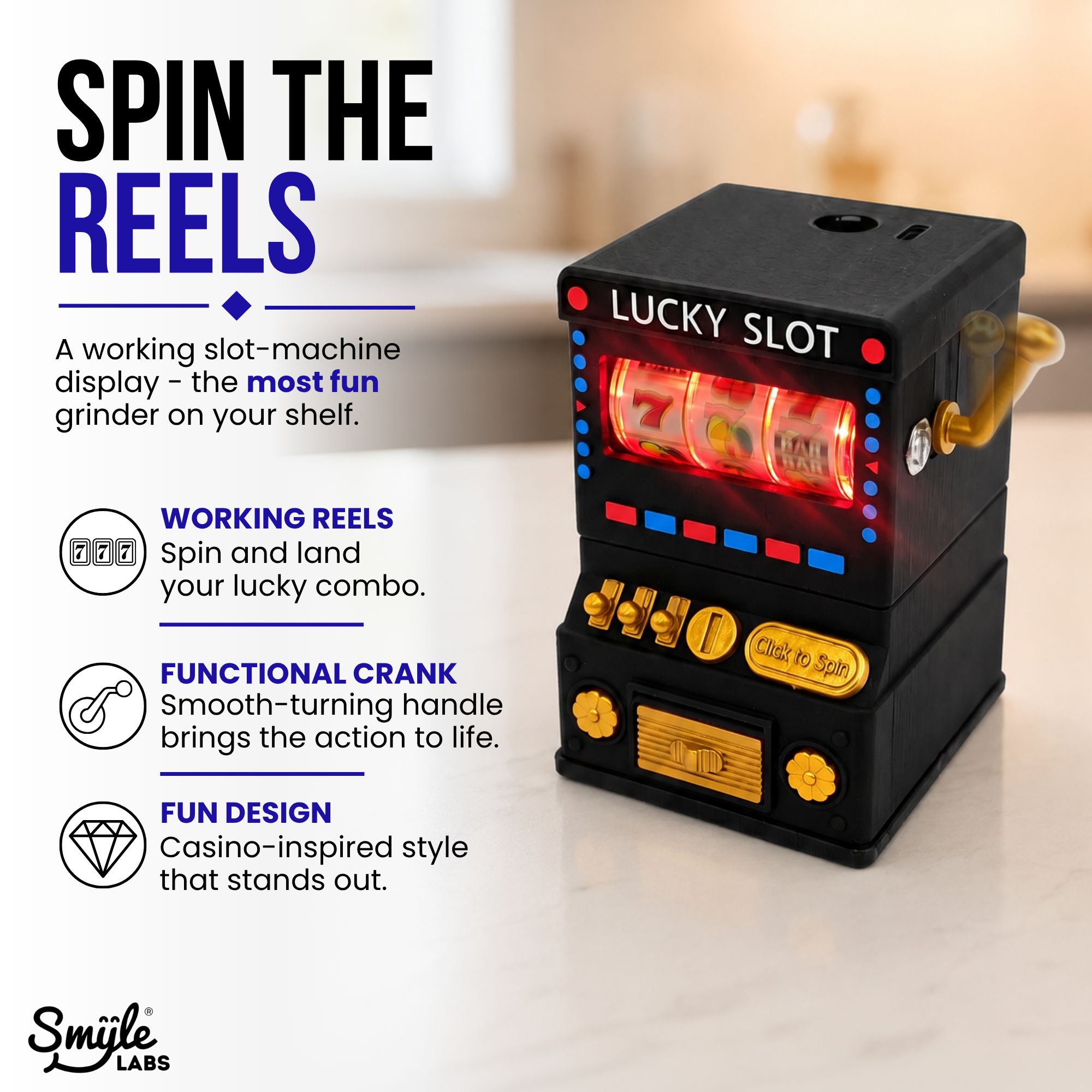 Herb Grinder with LED Lights & Working Slot Machine