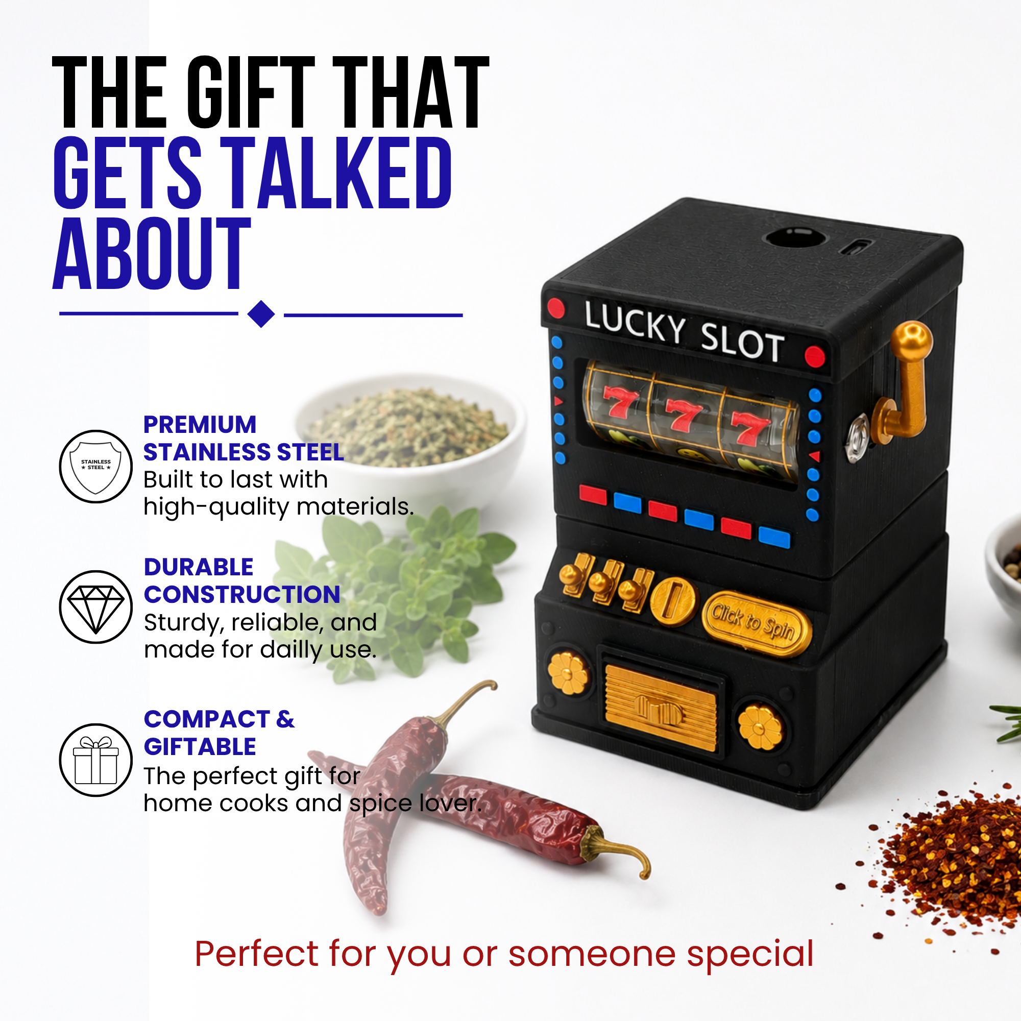 Herb Grinder with LED Lights & Working Slot Machine