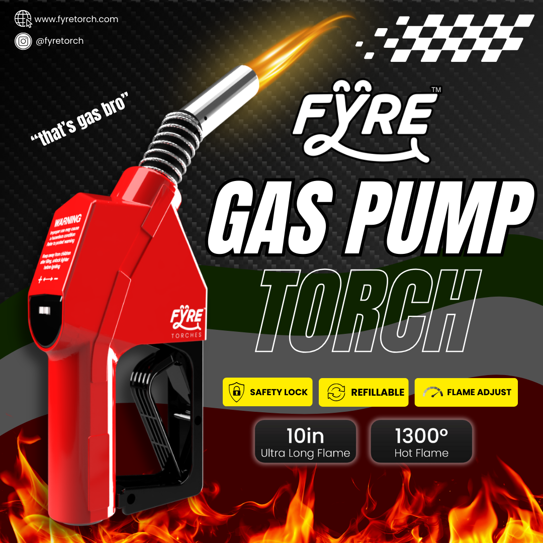 "Gas Pump" Shaped Torch Refillable and Adjustable Flame