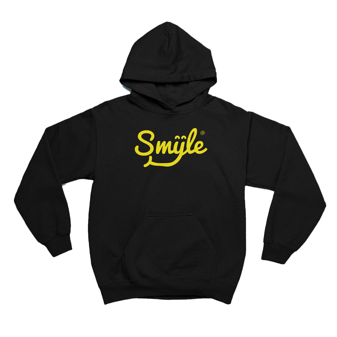 a black hoodie with the words Smyle™ on it