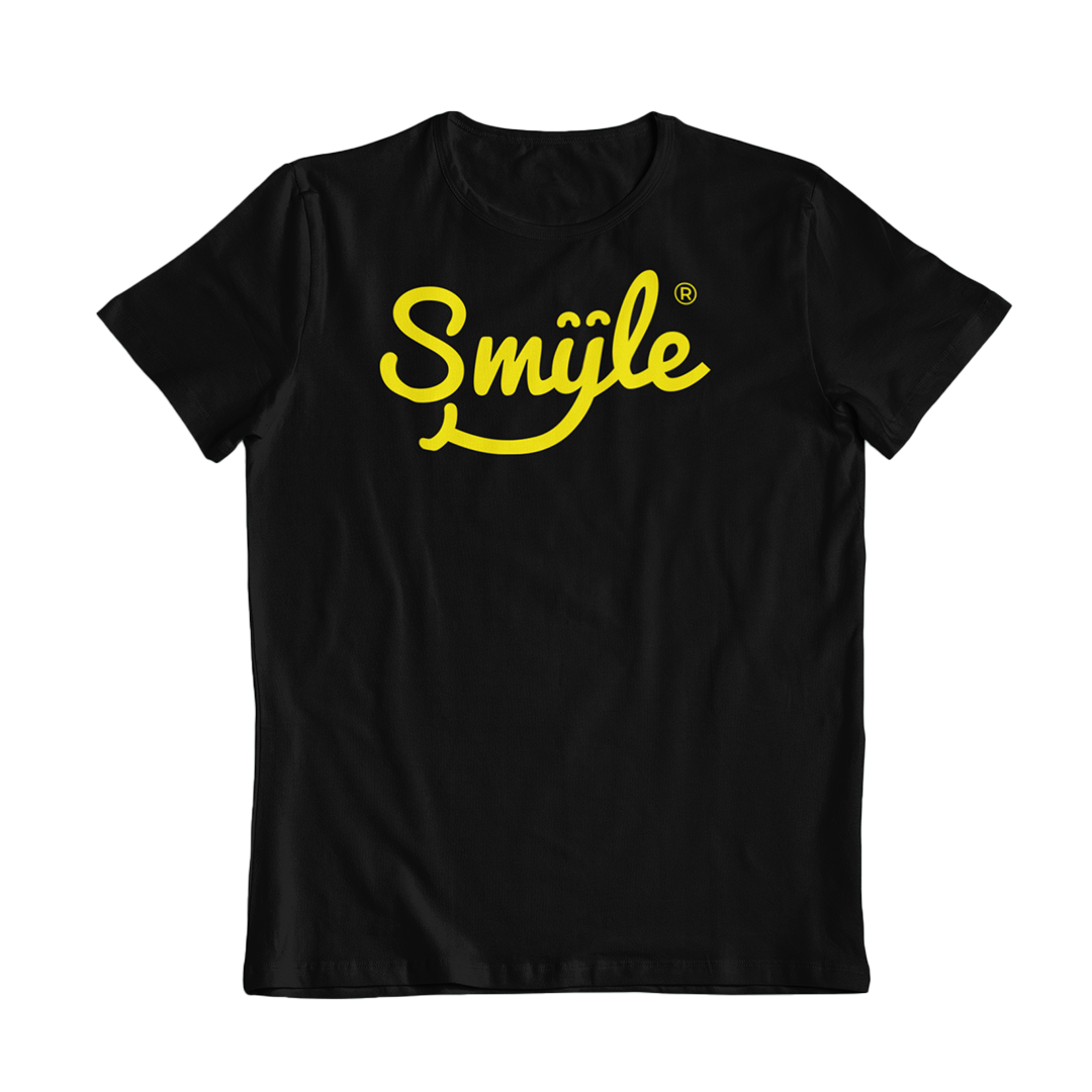 a black t - shirt with the words Smyle™ on it
