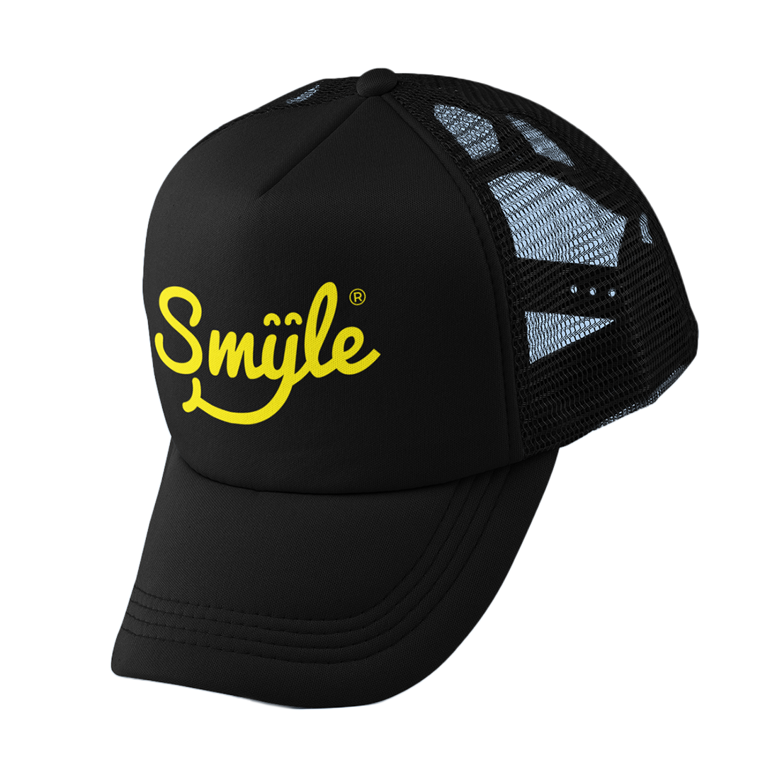 a black hat with the words Smyle™ on it